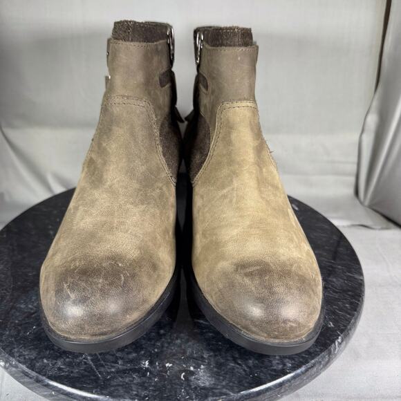 Sorel Lolla Green Leather Ankle Boot Zip-UP/Buckles Women’s Size 8.5 US - Picture 2 of 8